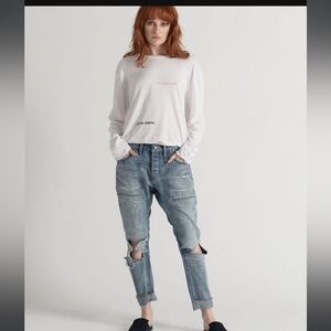 One Teaspoon Light Blue Denim boyfriend 
Saints 26 drop crotch